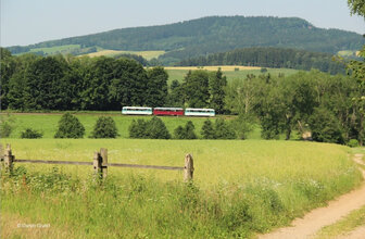 Historische Triebwagen im Hochsommer